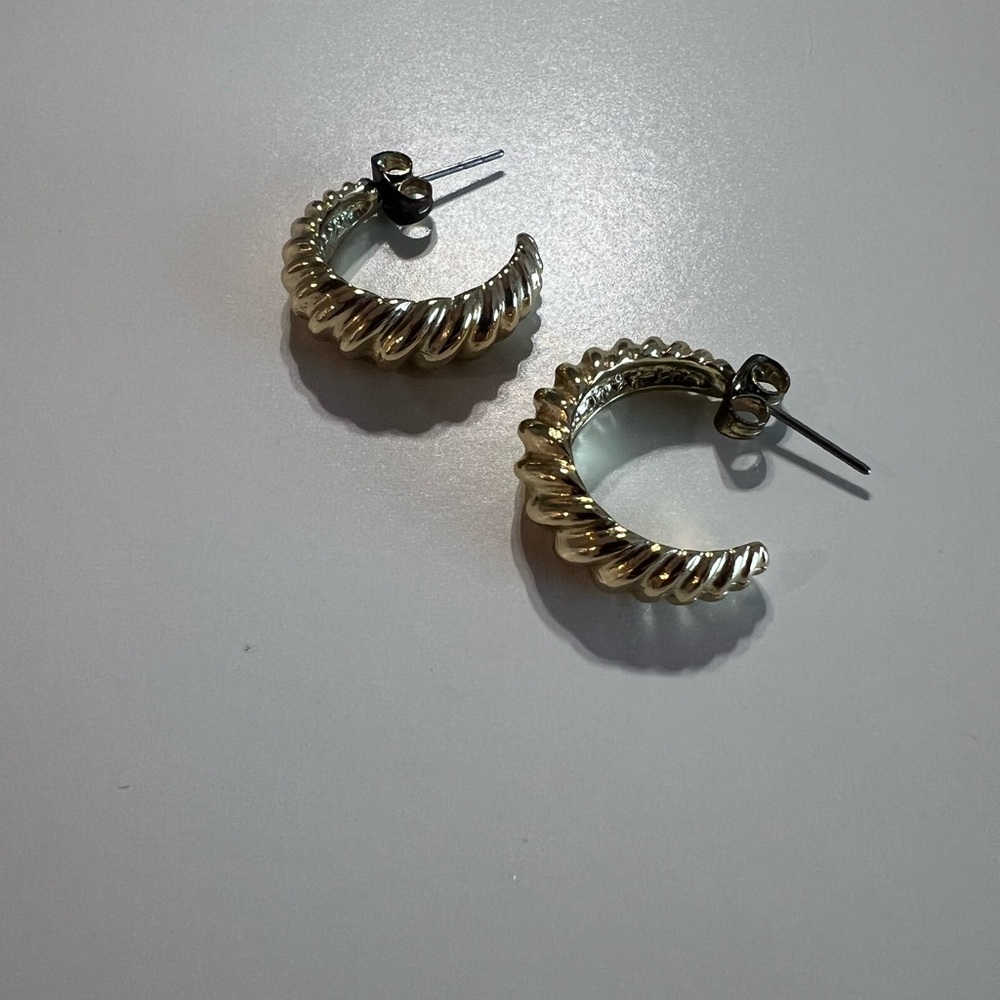 American Eagle Outfitters Gold-tone Finish Twisted Hoop Earrings